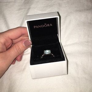 Size 6 blue aquamarine pandora ring