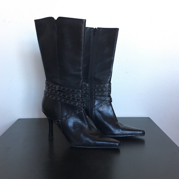 Black leather boots