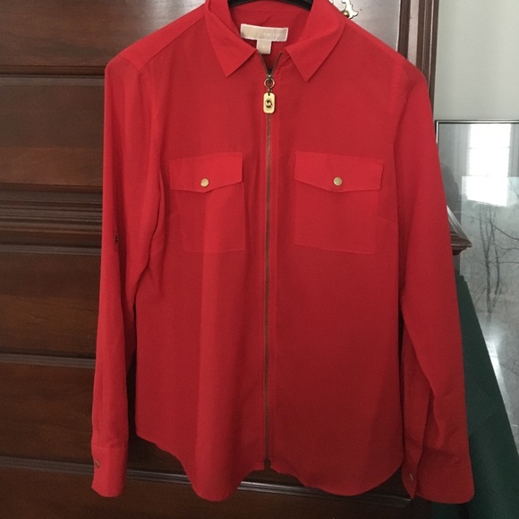 Red Michael Kors top with zipper detail