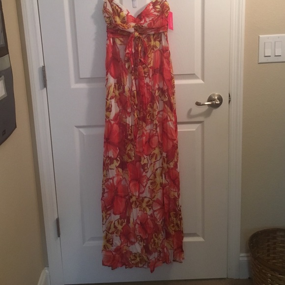 Orange Floral Maxi Dress