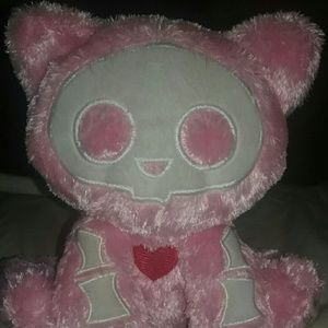 Fuzzy pink cat Skelanimal plush
