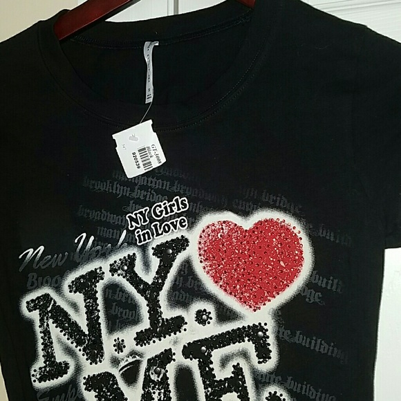 NWT NY Girls Love New York T-shirt Rhinestone - Picture 2 of 3