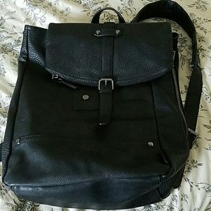 Black leather backpack