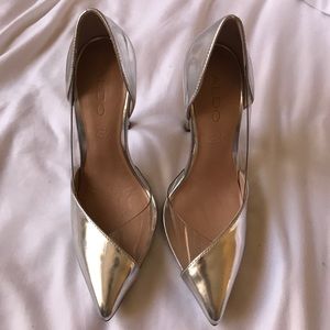 Silver & clear pumps