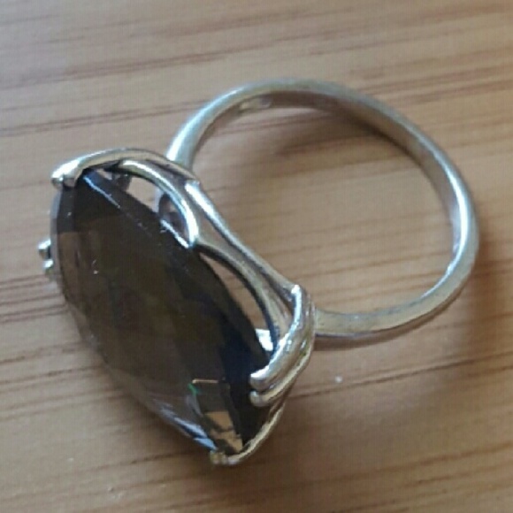Smokey Quartz Silver Ring Size 7 - Picture 3 of 4
