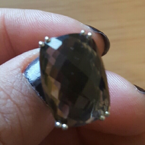 Smokey Quartz Silver Ring Size 7 - Picture 4 of 4