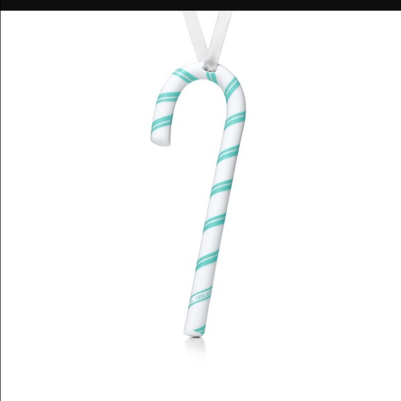 Retired NIB Blue Tiffany Candy Cane Ornament