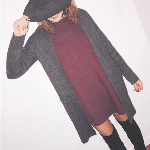 Burgundy Dress A-line flowy with scoop back