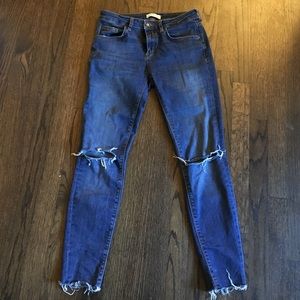 Zara Premium Denim Skinny Distressed Jeans
