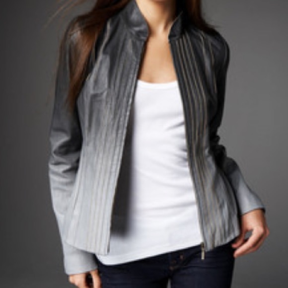Gray Ombré XCVI Leather Jacket Medium