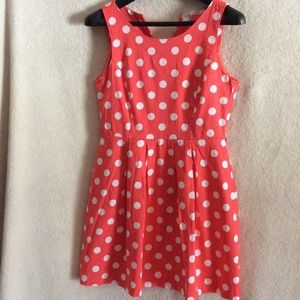 Coral and White Polka Dot Dress