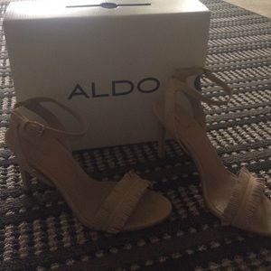Sized 7.5 Aldo Suede Fringe Heel. Worn once!