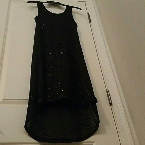 Black Sara Sara sequenced high-low dress