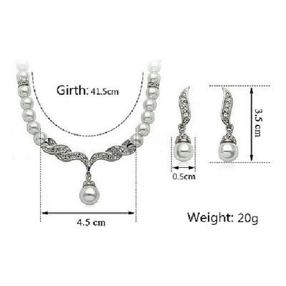 White pearls string and pearl drop earring set