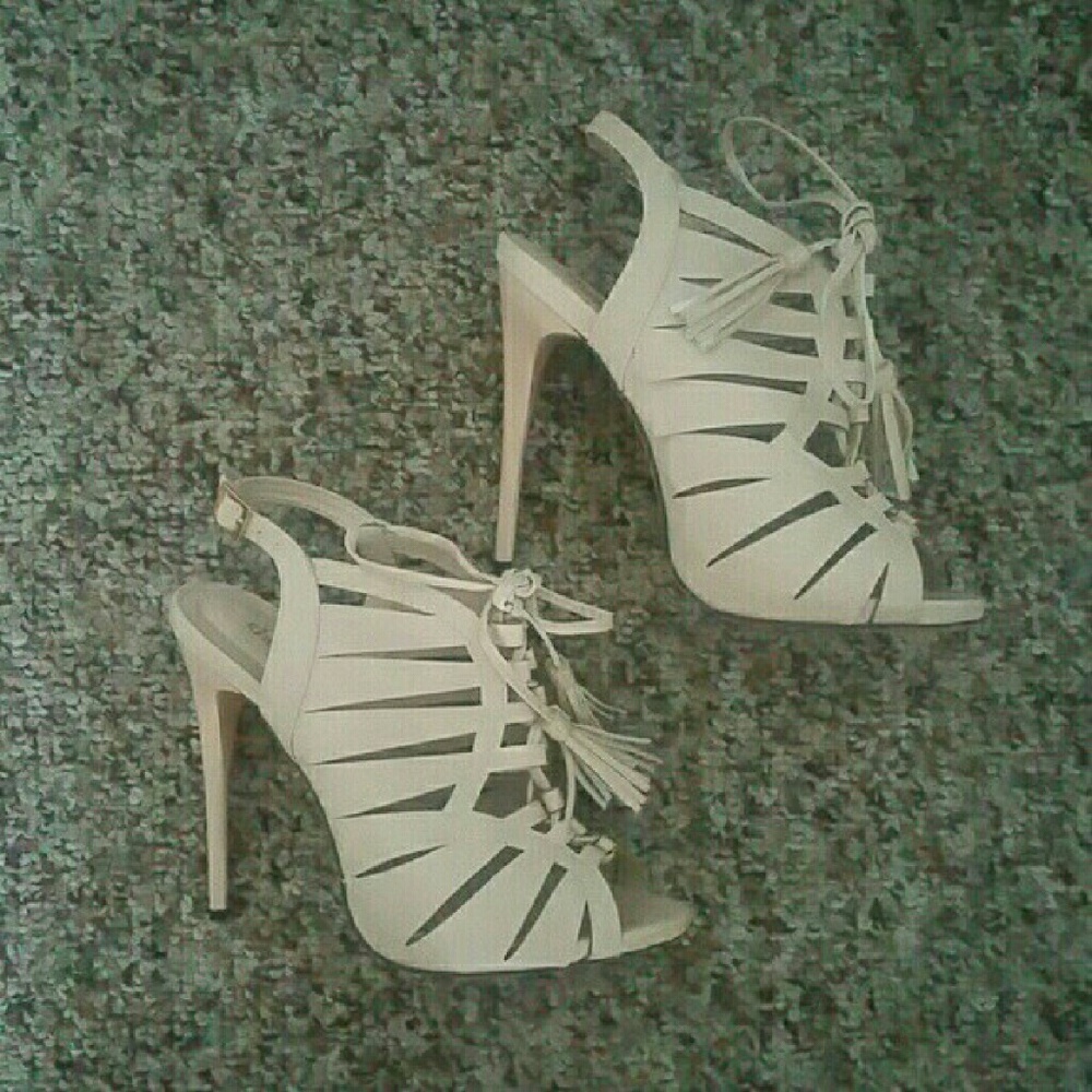 Nude Pink Caged Heels