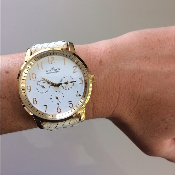 Anne Klein White Leather Watch