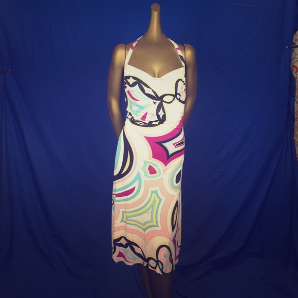 Emilio Pucci rayon halter dress size 42