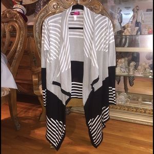 Black/white/gray striped cardigan