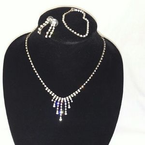 Rhinestone set, necklace, bracelet and earrings