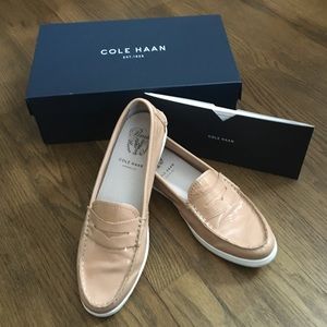 Cole Haan Pinch Patent Leather Maple Sugar Loafers