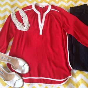 Red and Ivory Collective Concepts Blouse