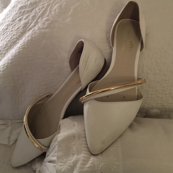 D'orsay flats. White with gold detailing.