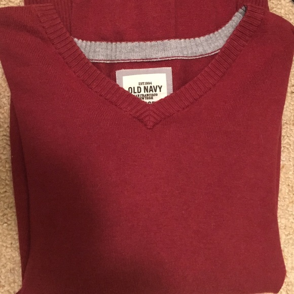 Red Old Navy V-neck Sweater - Picture 2 of 2