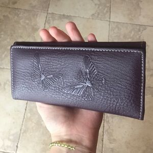 Dark Purple Faux Leather Butterfly Wallet