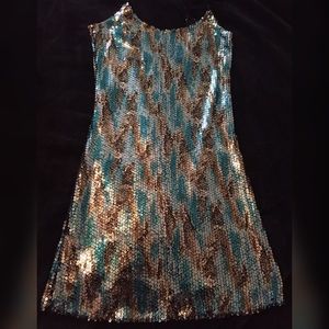 Metallic sequenced mini dress