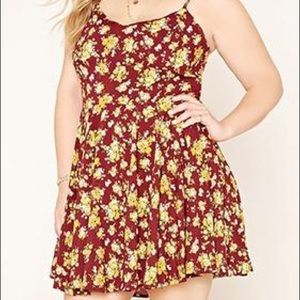 Forever21 Burgundy & Yellow flowered dress