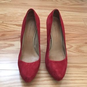 Zara red suede platform heel