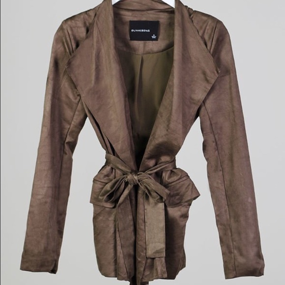 Jackets & Blazers - Olive Faux Suede Belted Blazer