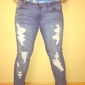 Light Wash, Ripped Jeans