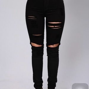 Fashion nova black blanched jeans