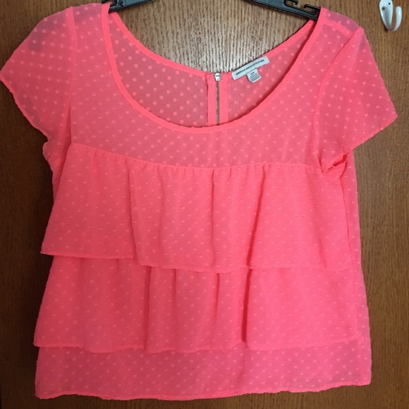 pink ruffle top American Eagle