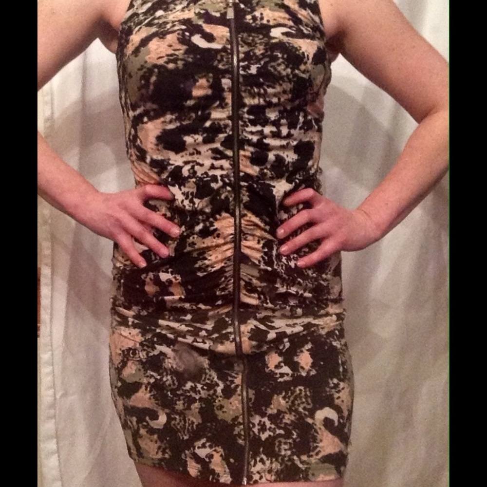 Mac & Jac Rouched Zip front tank dress