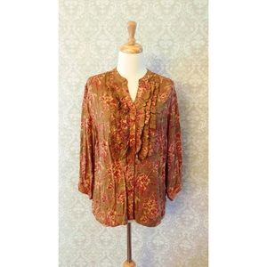 Soft Surroundings Ruffle Front Floral Top