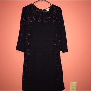 Long sleeved dark blue dress