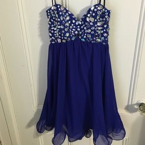 Fancy fun royal blue short dress