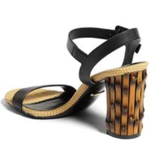 $799 Gucci Dahlia Black Leather Bamboo-Heel Sandal - Picture 3 of 11