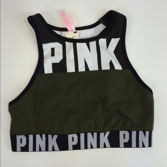 PINK Victoria's Secret Other - VS pink crop top olive green sports bra 😘😍🎀