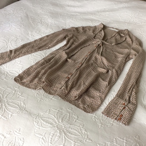 Zara Trafaluc flowy blouse with neck tie