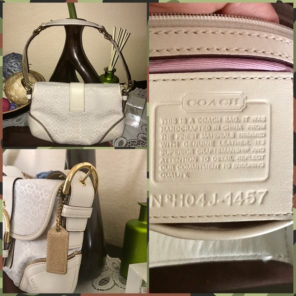 Vintage Coach Handbag Preowned Off White/Gold - Picture 2 of 4