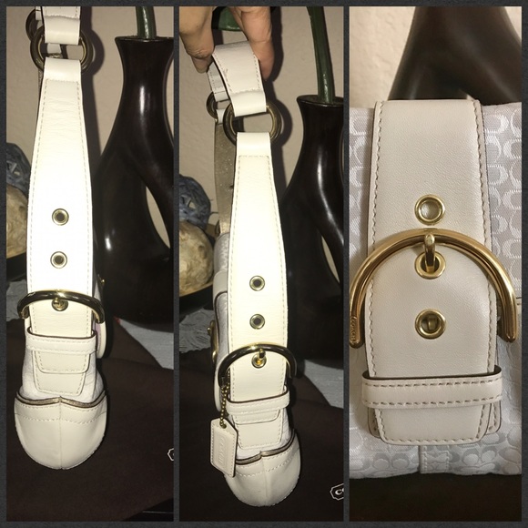 Vintage Coach Handbag Preowned Off White/Gold - Picture 3 of 4