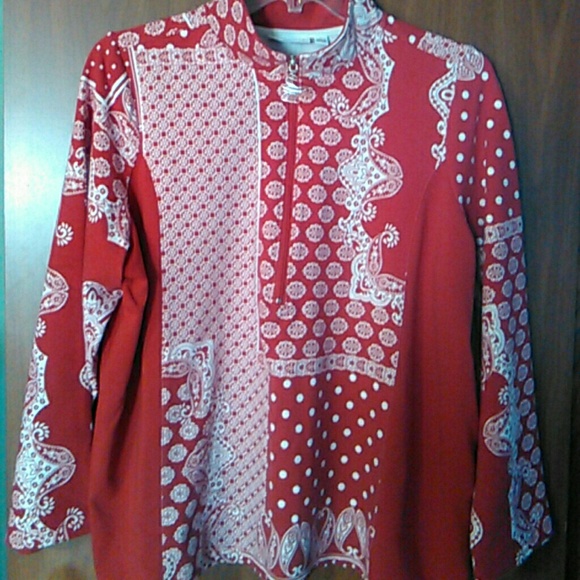 Red and white top