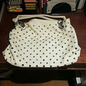 White leather purse with silver studs!
