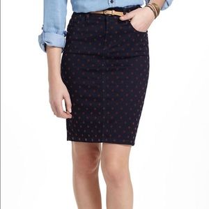 Anthropologie Dotted Denim Pencil Skirt
