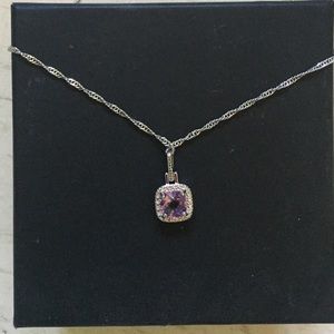 Purple square necklace