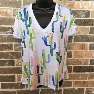 Turquoise Haven Cactus V-Neck