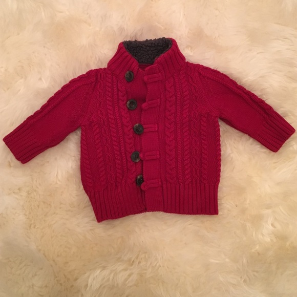 Infant cable knit button up sweater
